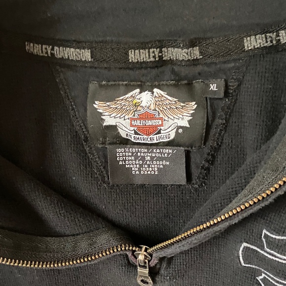 Men’s XL Harley-Davidson Black Logo Quarter-Zip Pullover - Picture 2 of 7